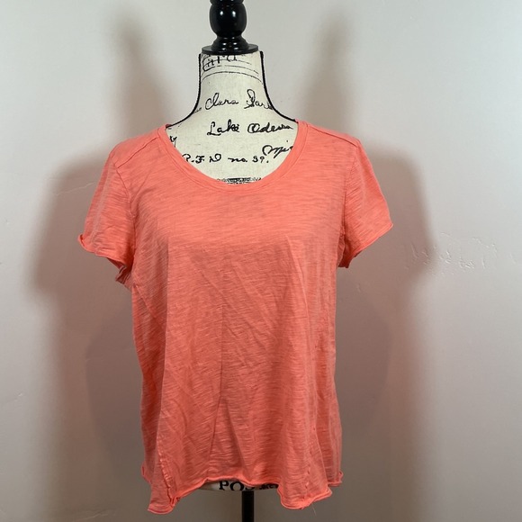 Sundance Tops - Sundance Coral Orange Cotton Gauze Short Sleeve Gathered Back Tunic Top M